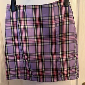 purple tartan skirt